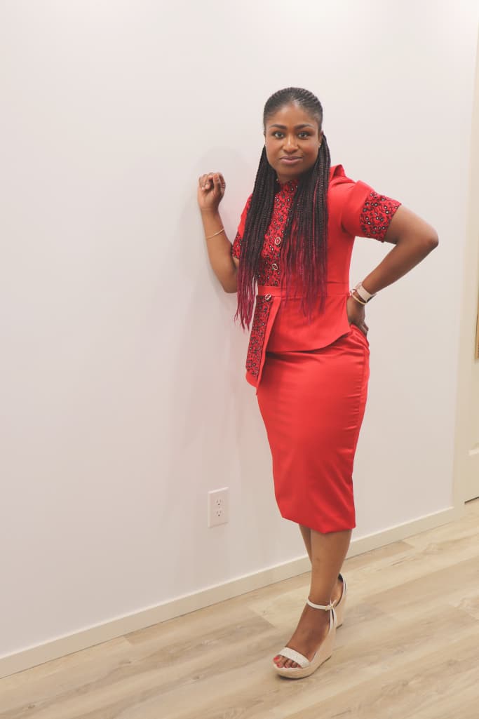 Crimson Elegance Ankara Dress